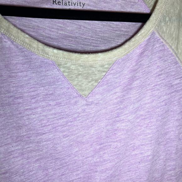 Purple and Cream Relativity Long Sleeve Baseball T-Shirt Size Small - Picture 3 of 6